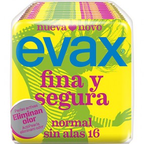 EVAX Fina y segura compresa normal sin alas bolsa 16 unidades